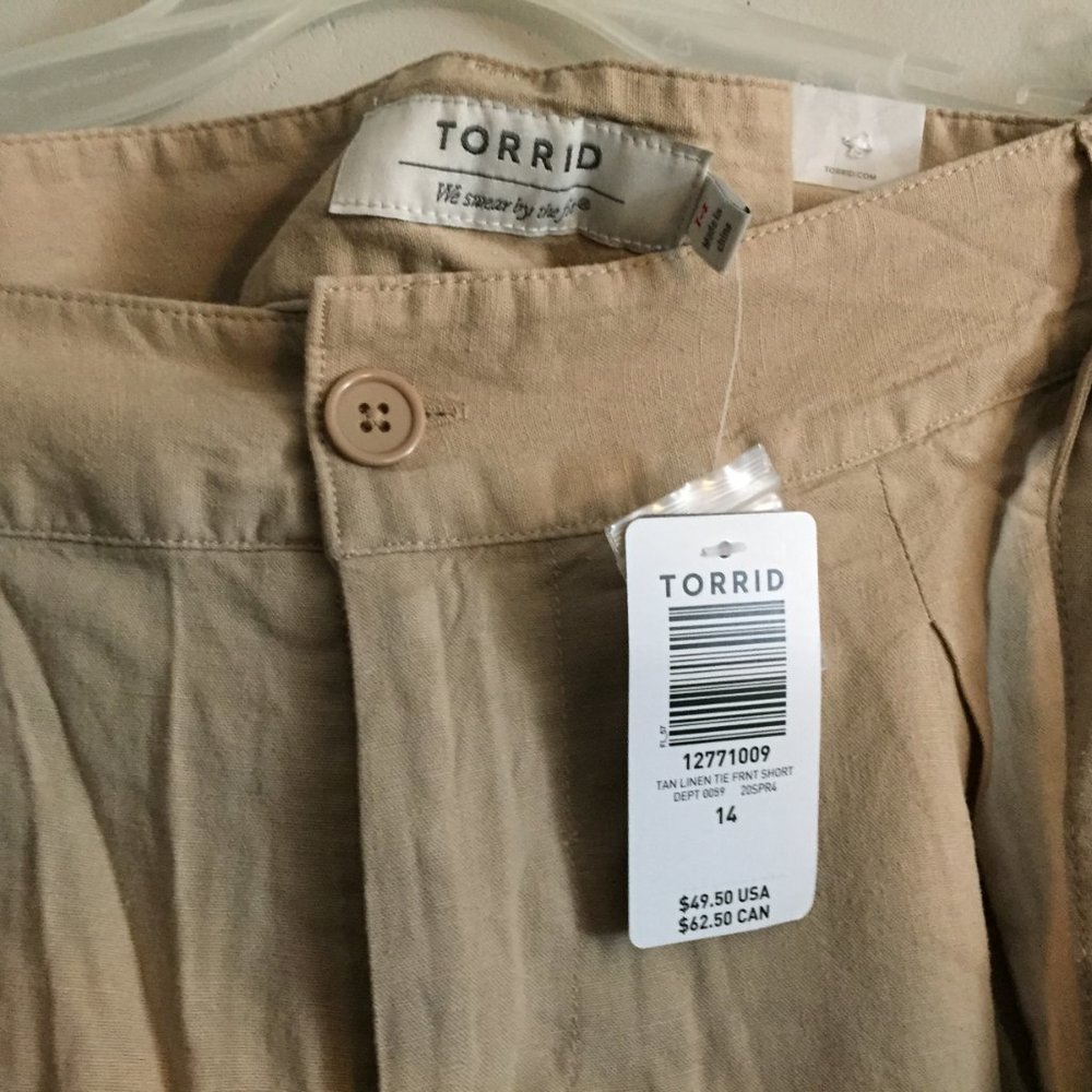 NWT Torrid Beige Linen Self-Tie Shorts - Picture 5 of 8